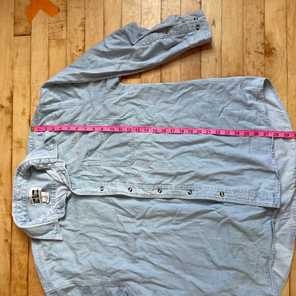 VTG  90s John Deere Light Wash Denim Button Down Shirt XL Most Wanted Cabincore - Picture 7 of 7